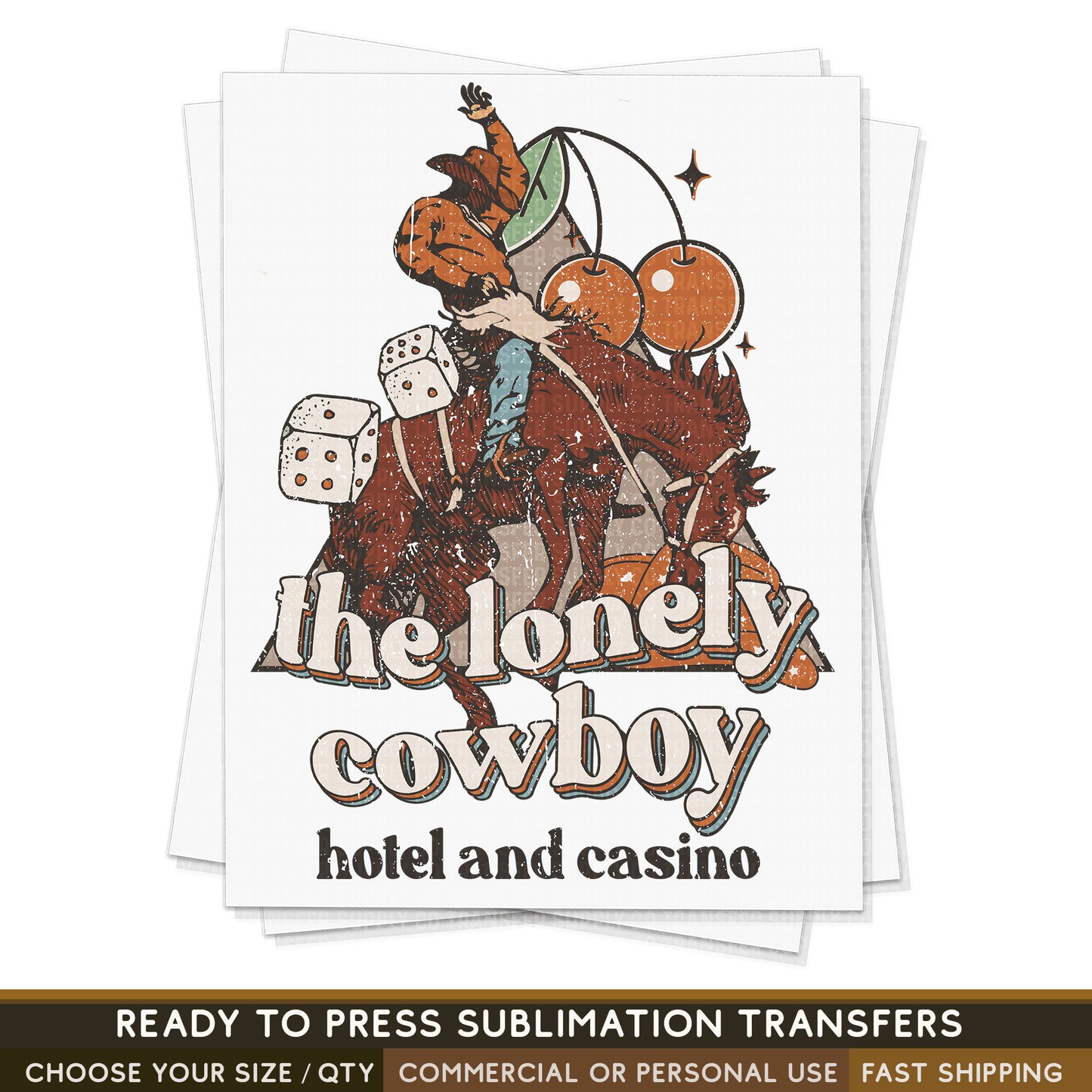 Lonely Cowboys Hotel, Western Ready To Press Sublimation Transfers, Ready To Press, Sublimation Prints, Sublimation Transfers