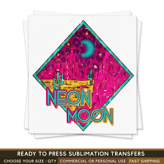 Neon Moon Western Desert, READY TO PRESS transfer, Western Sublimation Transfer,  Shirt Transfer, Summer Transfer