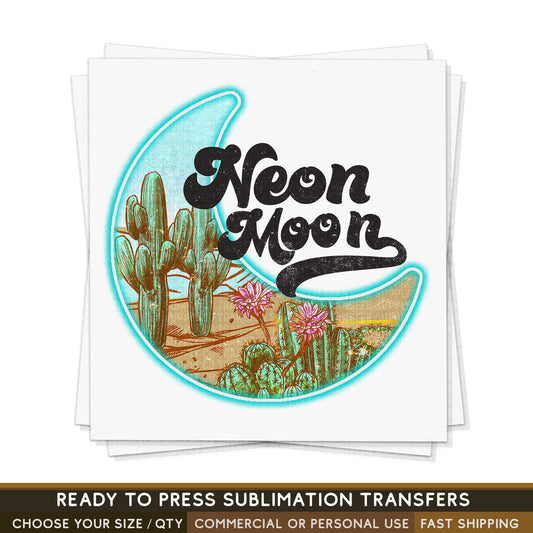 Western Desert Neon Moon, Ready To Press Sublimation Transfers, Ready To Press Transfers,Sublimation Prints, Sublimation Transfers