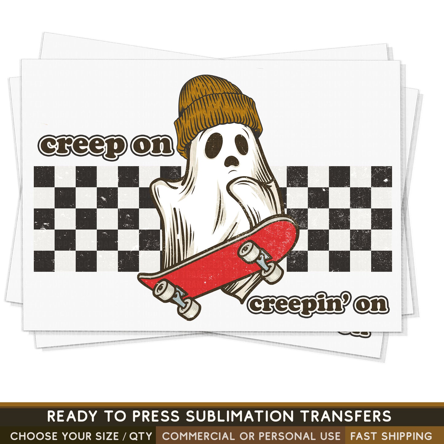 Creep On, Retro Halloween Ghost, Ready To Press Sublimation Transfers, Ready To Press Transfers, Sublimation Prints, Sublimation Transfers