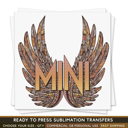 Mini Rock Angel Wings, Retro Sublimation, Ready To Press Sublimation Transfers, Ready To Press Transfers, Sublimation Prints