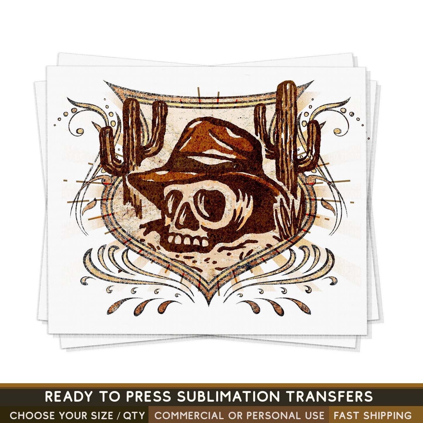 Cowboy Skeleton Western Desert Transfer, READY TO PRESS Sublimation Transfer, Western Sublimation Transfer, Western Sublimation Print