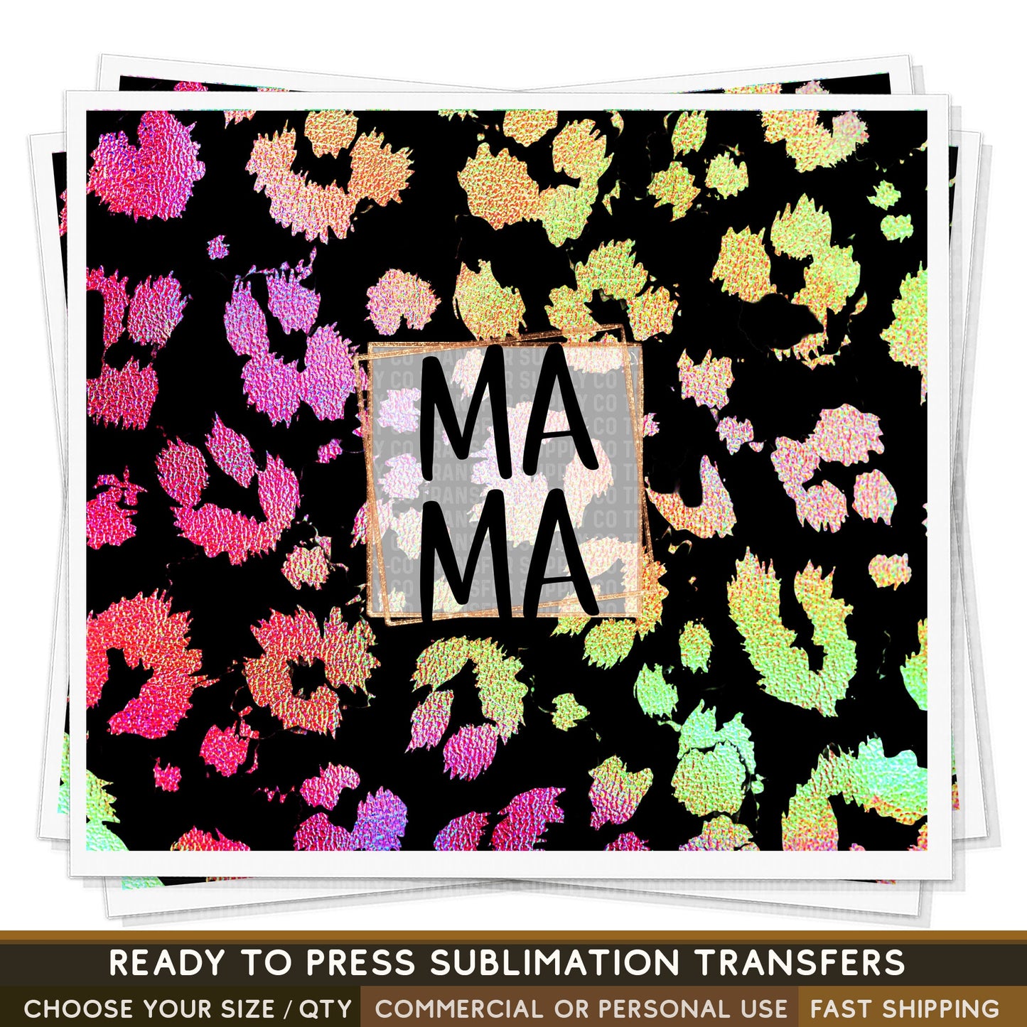 Mama Pink Leopard Print | Sublimation Tumbler Wraps, Sublimation Tumbler Transfers, Ready to Press Sublimation Transfers