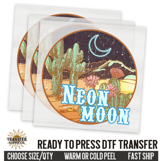 Neon Moon Desert Western Ready To Press DTF Transfer | Dtf Transfer Prints, Printed Dtf Transfers, Dtf Film Transfers