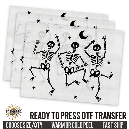 Dancing Skeletons, Western Halloween Ready To Press DTF Transfers, Ready To Press DTF Film Transfers, Western DTF Transfers