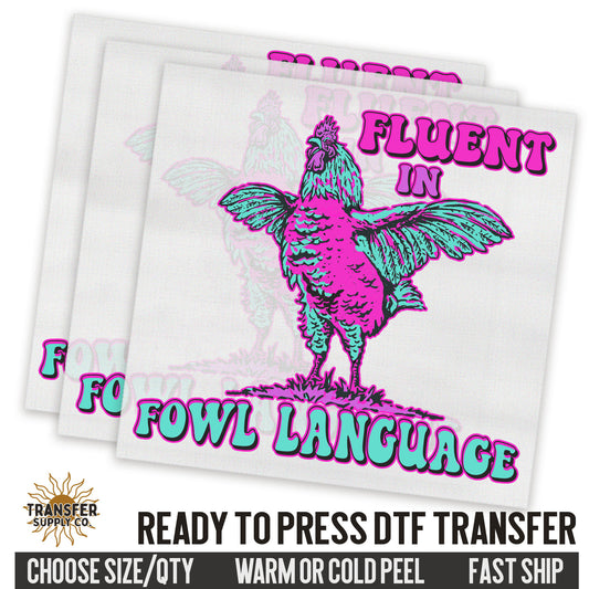 Fluent In Fowl Language Western Ready To Press DTF Transfer | Dtf Transfer Prints, Printed Dtf Transfers, Dtf Transfers Ready To Press