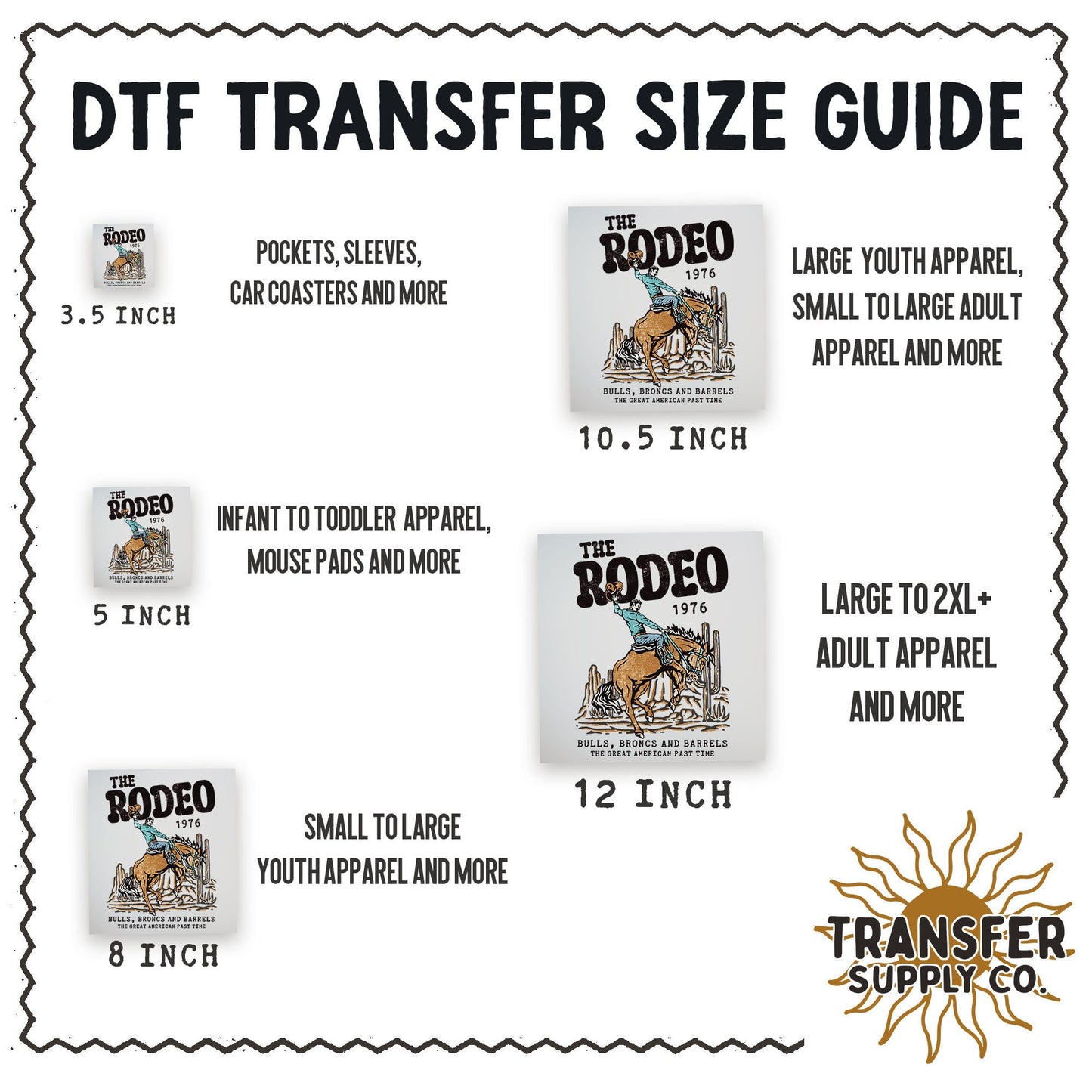 a poster with instructions on how to use the transferer size guide