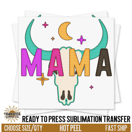 Mama Cow Skull, Ready To Press Sublimation Transfers, Ready To Press Transfers, Sublimation Prints, Sublimation Transfer