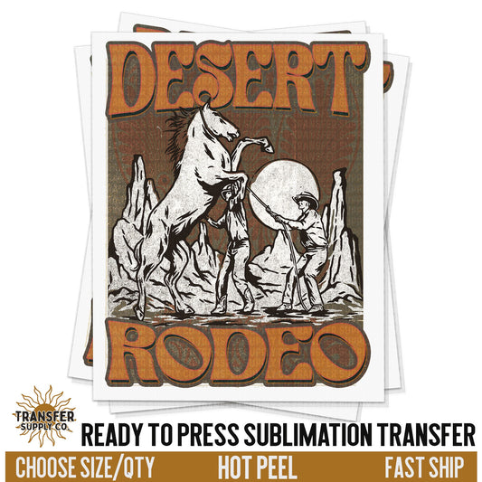 Desert Rodeo Cowboy Sublimation Transfer, READY TO PRESS Transfer, Western Sublimation Transfer, Western Sublimation Print