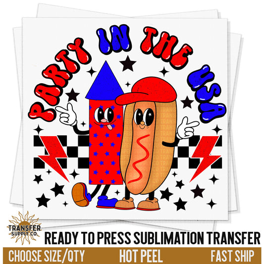 Party in The USA  Fourth Of July Sublimation, Summer Ready To Press Sublimation Transfers, Ready To Press Transfers, Sublimation Transfers