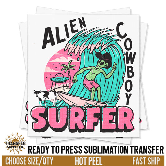 Alien Cowboy Surfer, Ready To Press Sublimation Transfers, Ready To Press Transfers, Sublimation Prints, Sublimation Transfers