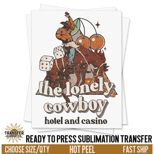 Lonely Cowboys Hotel, Western Ready To Press Sublimation Transfers, Ready To Press, Sublimation Prints, Sublimation Transfers