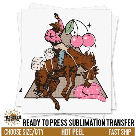 Lucky Rodeo Cowboy Sublimation Transfer, READY TO PRESS Transfer, Western Sublimation Transfer, Western Sublimation Print