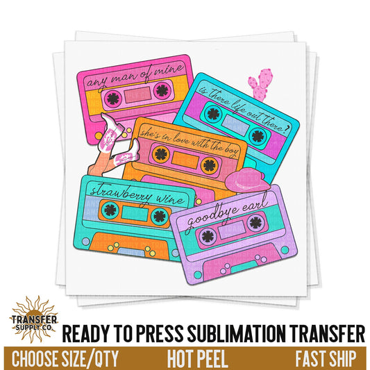 90s Country Music Cassettes Western Ready To Press Sublimation Transfer | Sublimation Transfer Prints, Printed Sublimation Transfers