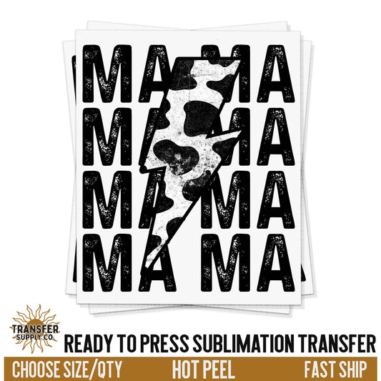 Mama Mama Mama Lightning Bolt Western, Ready To Press Sublimation Transfer, Ready To Press Transfers, Sublimation Prints, Western Print