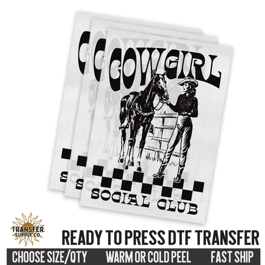 Cowgirl Racing Club Western Ready To Press DTF Transfer | Dtf Transfer Prints, Printed Dtf Transfers, Dtf Transfers Ready To Press