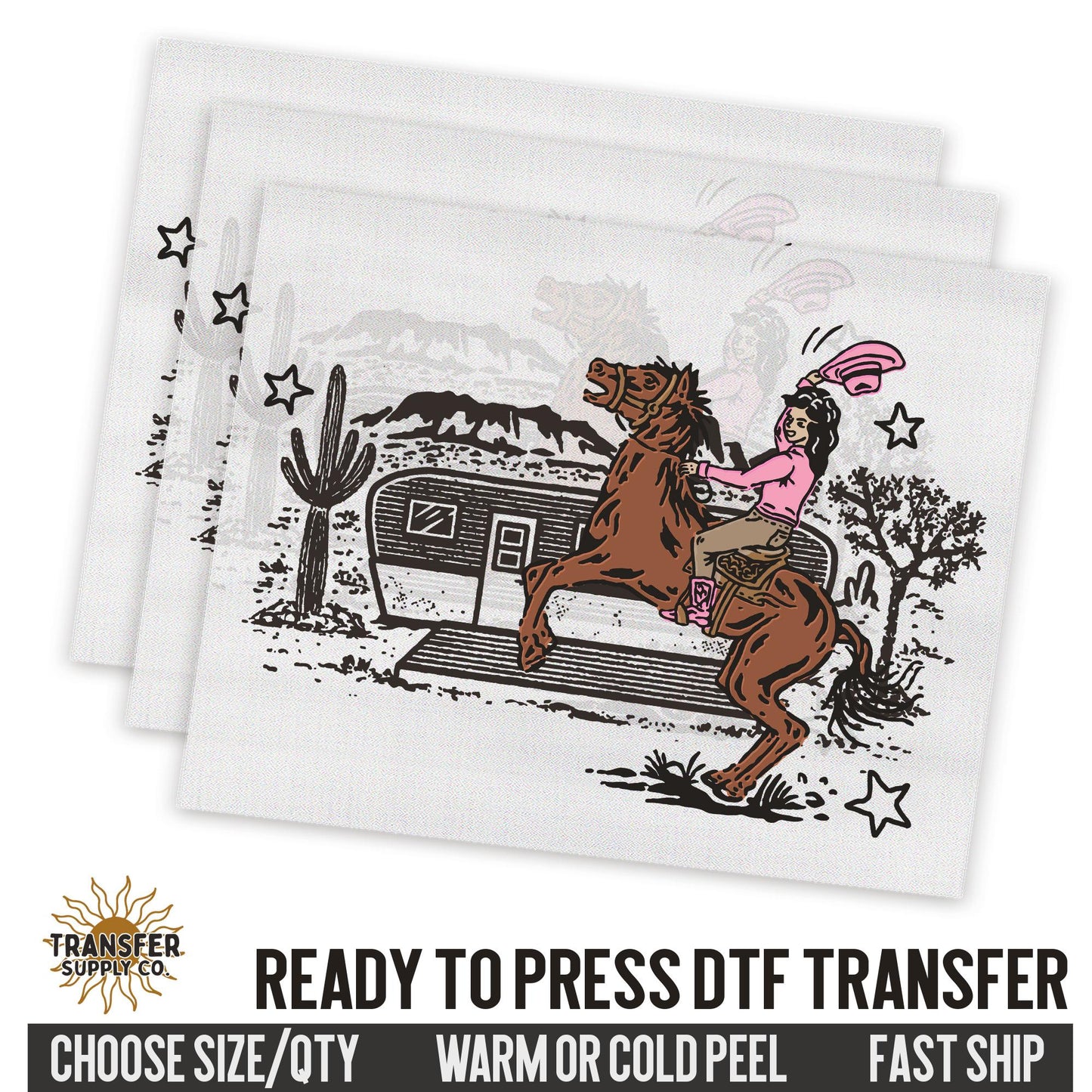 Cowgirl Desert Trailer Western Ready To Press DTF Transfer | Dtf Transfer Print, Printed Dtf Transfer, Transfer Ready To Press