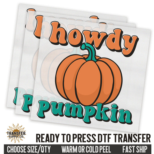 Howdy Pumpkin Halloween, Wild West Western, Ready To Press DTF Transfers, Ready To Press DTF Film Transfers, Western DTF Transfers