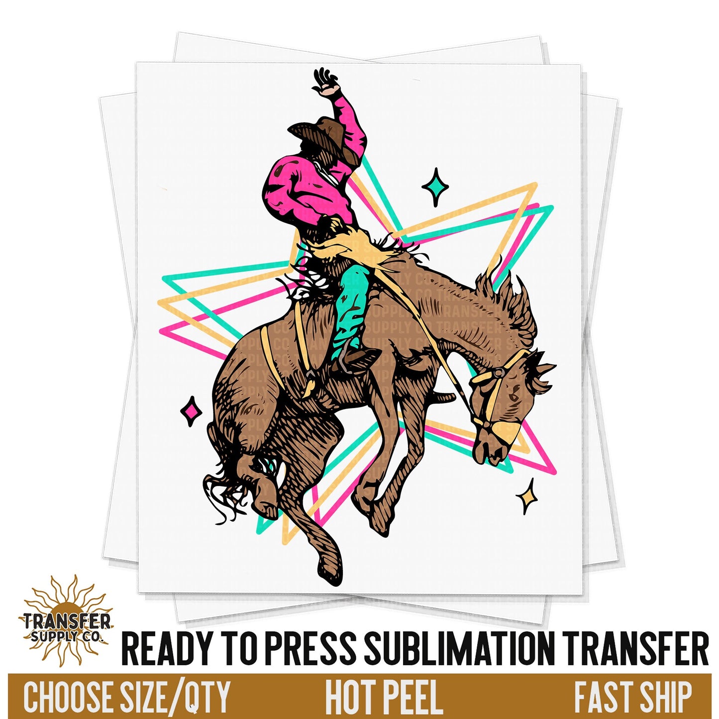 Rodeo Cowboy Sublimation Transfer, READY TO PRESS Transfer, Western Sublimation Transfer, Western Sublimation Print