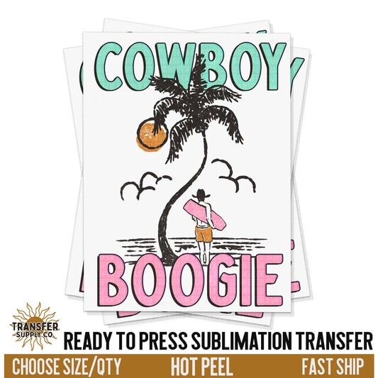 Cowboy Boogie Board Summer, Ready To Press Sublimation Transfers, Ready To Press Transfers, Sublimation Prints, Sublimation