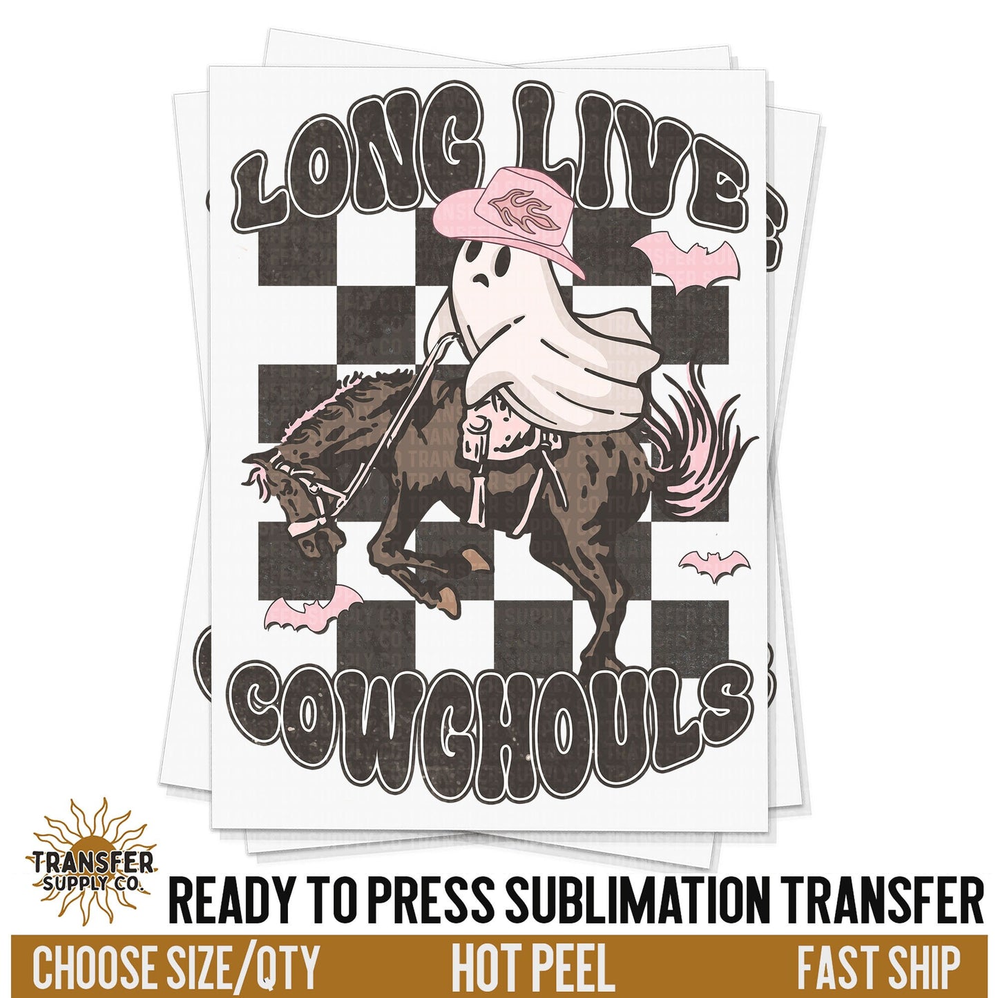 Long Live Cowghouls Cowgirls Halloween, Retro Halloween Ghost, Ready To Press Sublimations, Ready To Press Transfers, Sublimation Prints,