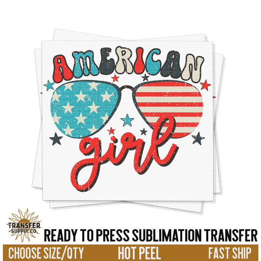 American Girl Fourth Of July Sublimation, Summer Ready To Press Sublimation Transfers, Ready To Press Transfers, Sublimation Transfers