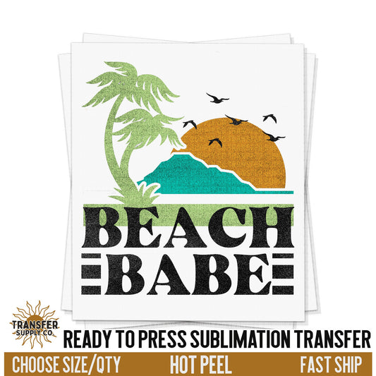 Beach Babe, Retro Ready To Press Sublimation Transfer, Ready To Press Sublimation Prints, Sublimation Transfer