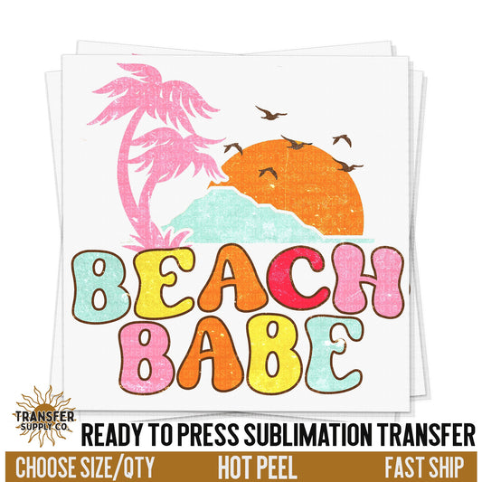 Beach Babe, Retro Ready To Press Sublimation Transfer, Ready To Press Sublimation Prints, Sublimation Transfer