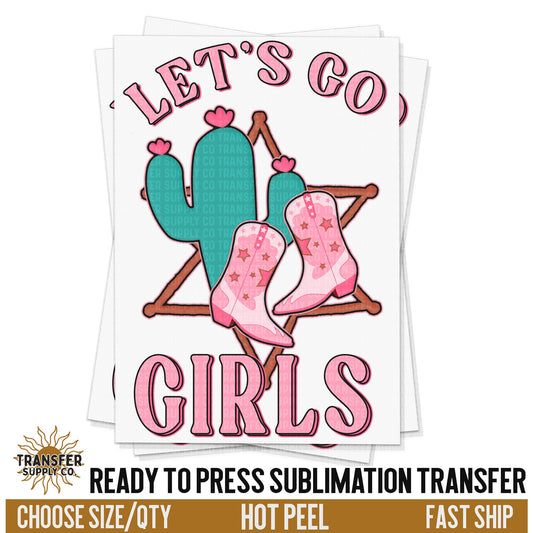 Lets Go Girls Pink Star, Ready To Press Sublimation Transfers, Ready To Press Transfers, Sublimation Prints, Sublimation Transfers