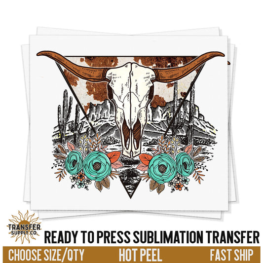 Desert Cow Skull Sublimation Transfer, READY TO PRESS Transfer, Western Sublimation Transfer, Western Sublimation Print