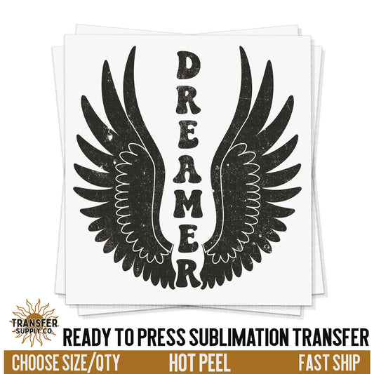 Retro Rock Wings Dreamer Western Ready To Press Sublimation Transfer | Sublimation Transfer Prints, Printed Sublimation Transfers