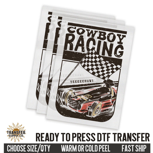 Cowboy Racing Race Car  Western Ready To Press DTF Transfer | Dtf Transfer Prints, Printed Dtf Transfers, Dtf Transfers Ready To Press