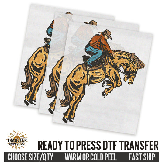 Cowboy Bronco Rodeo Western Ready To Press DTF Transfer | Dtf Transfer Print, Printed Dtf Transfer, Transfer Ready To Press