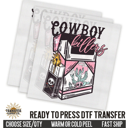 Cowboy Killers Pink Western Ready To Press DTF Transfer | Dtf Transfer Prints, Printed Dtf Transfers, Dtf Transfers Ready To Press