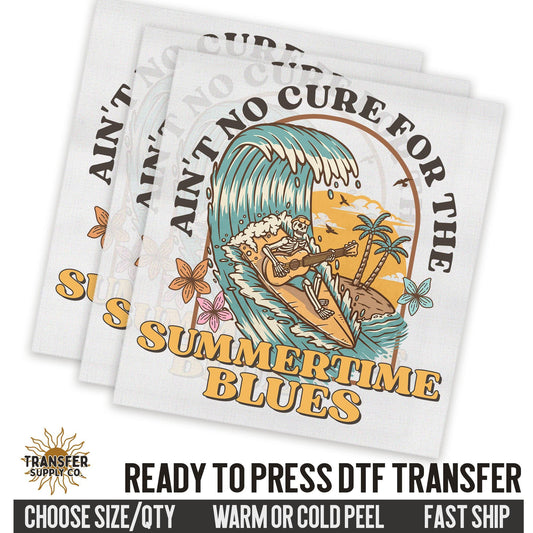 No Cure Summertime Blues Western Ready To Press DTF Transfer | Dtf Transfer Prints, Printed Dtf Transfers, Dtf Film Transfers