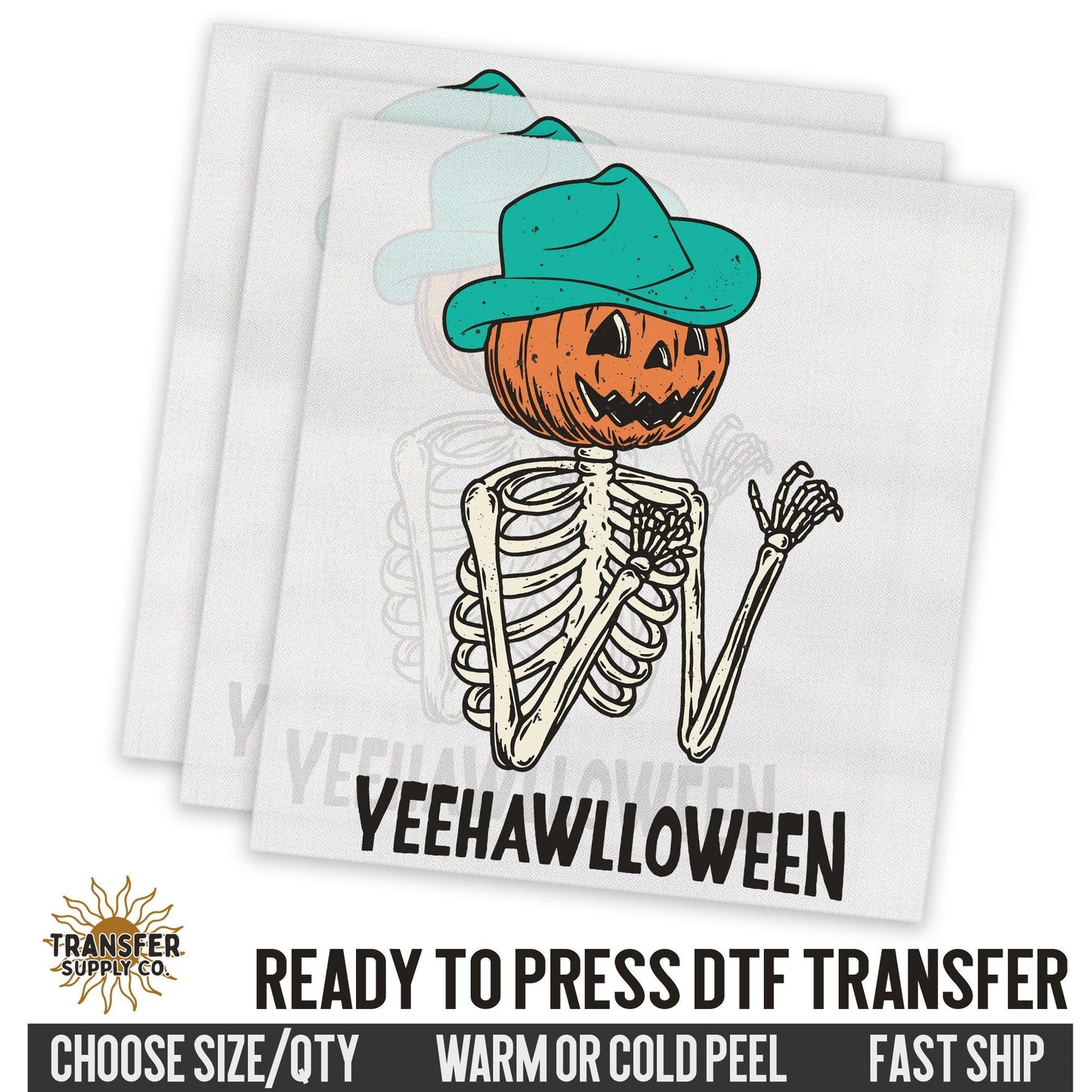 Yeehaw Halloween, Wild West Western, Ready To Press DTF Transfers, Ready To Press DTF Film Transfers, Western DTF Transfers