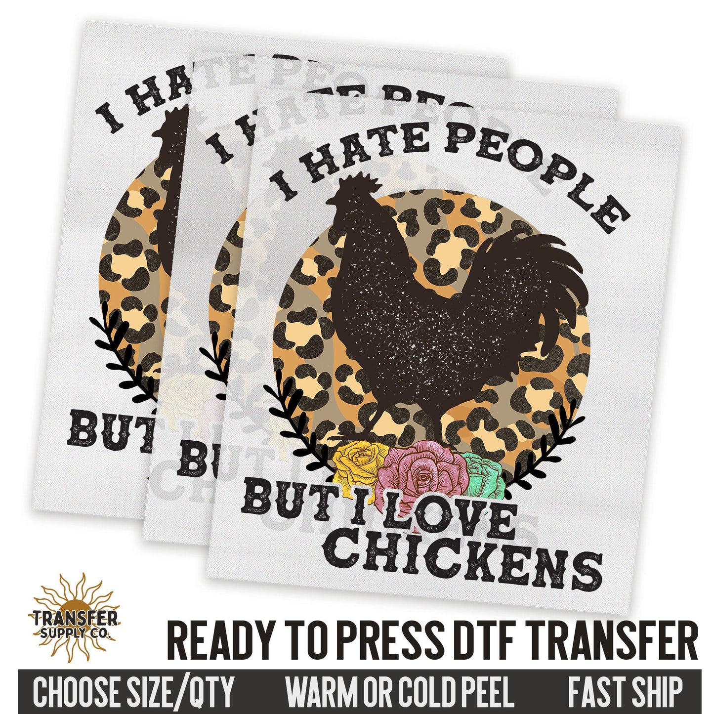 Hate People But Love Chickens Western Ready To Press DTF Transfer | Dtf Transfer Prints, Printed Dtf Transfers, Dtf Transfers Ready To Press