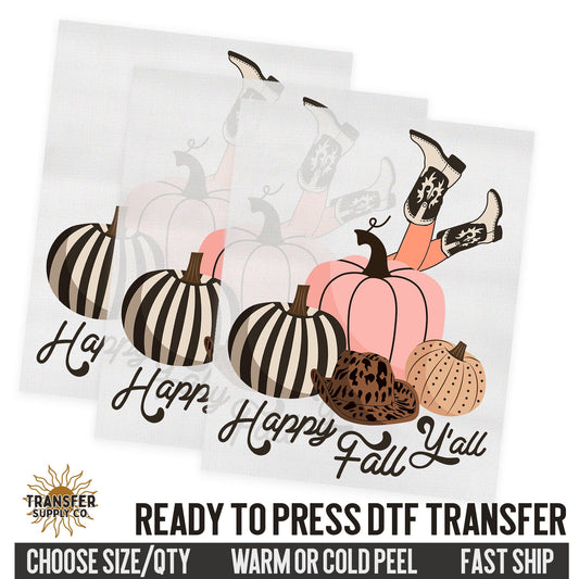 Happy Fall Y'all, Western Halloween, Ready To Press DTF Transfers, Ready To Press DTF Film Transfers, Western DTF Transfers