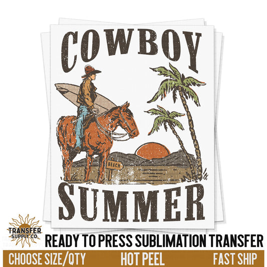 Cowboy Summer, Vintage Cowboy, READY TO PRESS transfer, Western Sublimation Transfer, Trendy Shirt Design, Shirt Transfer, Summer Transfer