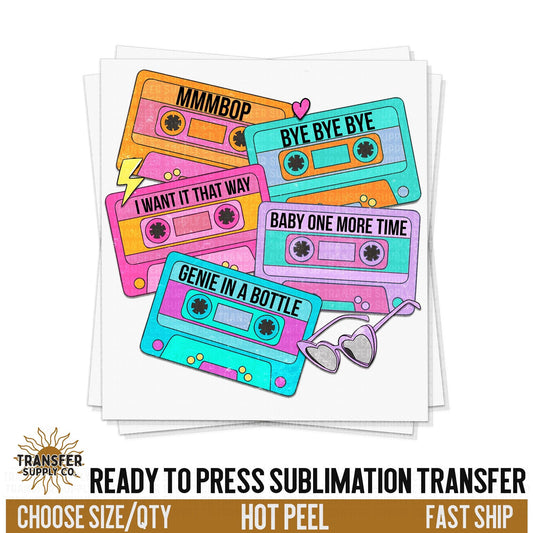 90s Boy Bands Pop Cassette Tapes, Ready To Press Sublimation Transfers, Ready To Press Transfers,Sublimation Prints, Sublimation Transfers