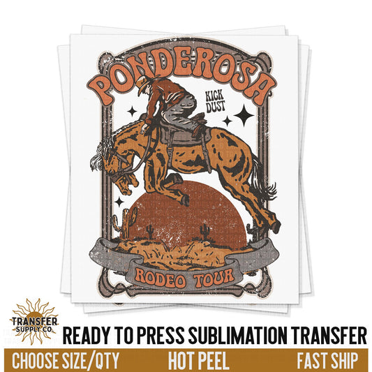 Ponderosa Cowboy Wild West Western, Ready To Press Sublimation Transfers, Ready To Press Transfers, Sublimation Print