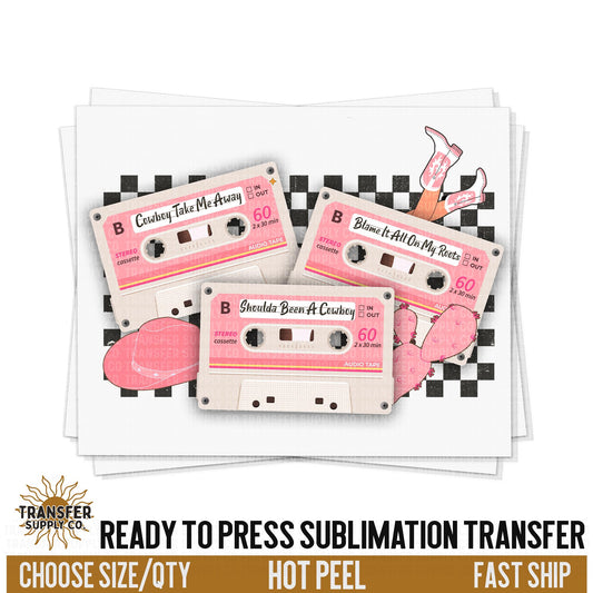 90s Country Music Cassettes, Ready To Press Sublimation Transfers, Ready To Press Transfers, Sublimation Print, Sublimation Transfers