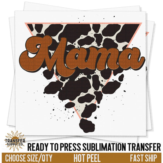 Mama Cow Print Triangle Sublimation Transfer, READY TO PRESS Transfer, Western Sublimation Transfer, Western Sublimation Print