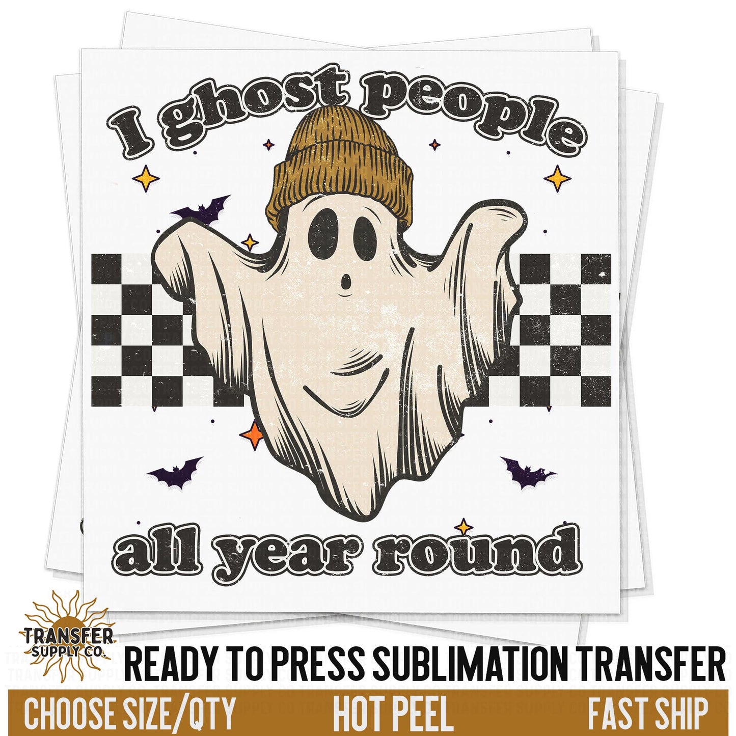 Ghost People All Year Round, Retro Halloween Ghost, Ready To Press Sublimations, Ready To Press Transfers, Sublimation Prints,