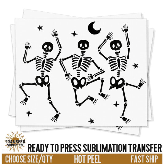 Dancing Skeletons, Halloween Ready To Press Sublimation Transfers, Ready To Press Transfers,Sublimation Prints, Sublimation Transfers