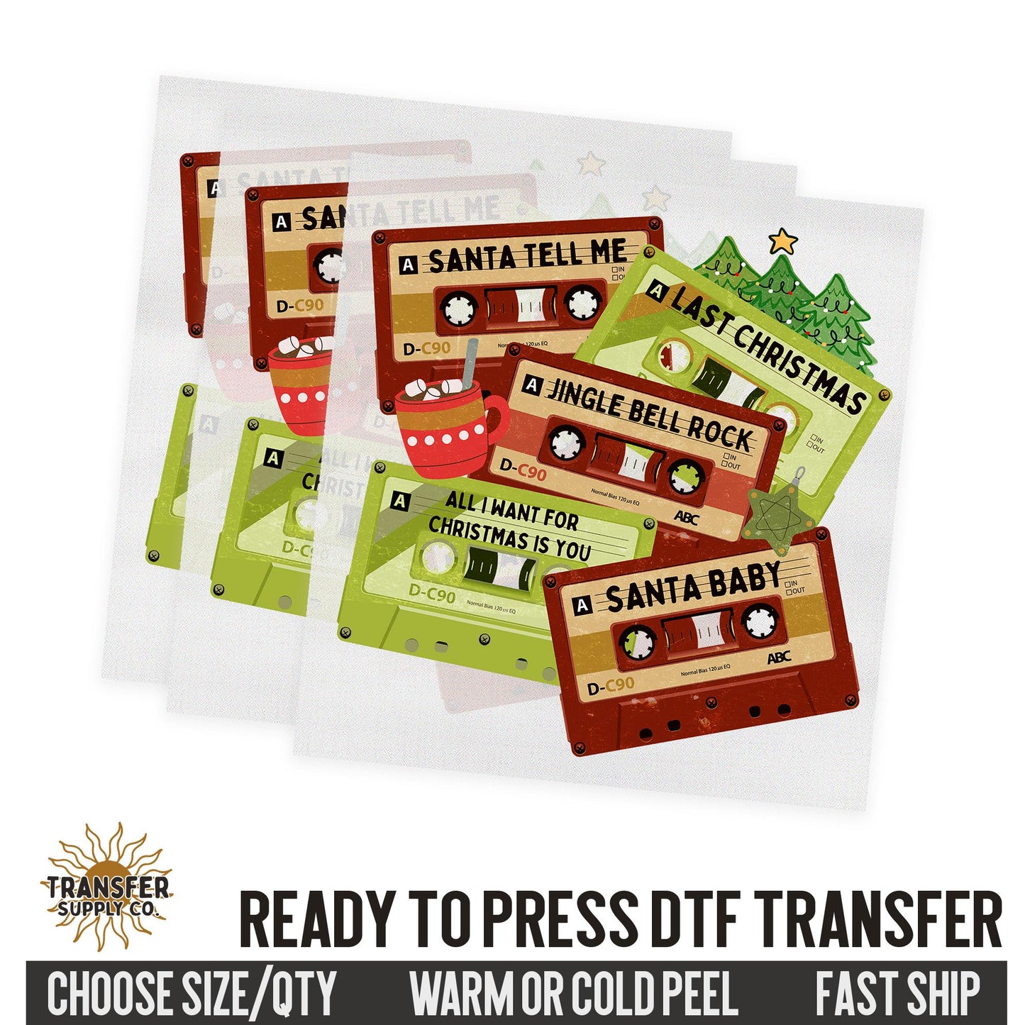 Western Country Cassettes Tapes, Western Christmas, Ready To Press DTF Transfers, Ready To Press DTF Film Transfers, Western DTF Transfers