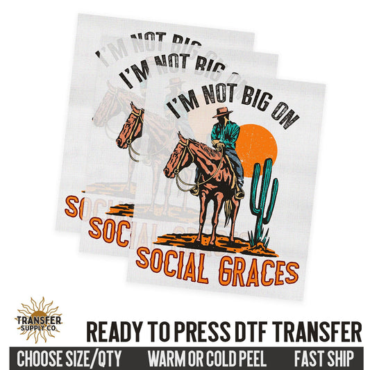 Social Graces, 90s Country Music Western Ready To Press DTF Transfer | Dtf Transfer Prints, Printed Dtf Transfers