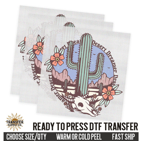 Desert Dreamer Cow Skull, Western Dtf Sheet, Western Ready To Press DTF Transfer, Ready To Press DTF Film Transfer, Western DTF Transfer