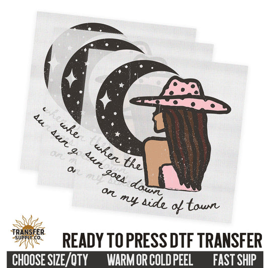 When The Sun Goes Down, Western Ready To Press DTF Transfer, Dtf Transfer Prints, Printed Dtf Transfers, Dtf Film Transfers