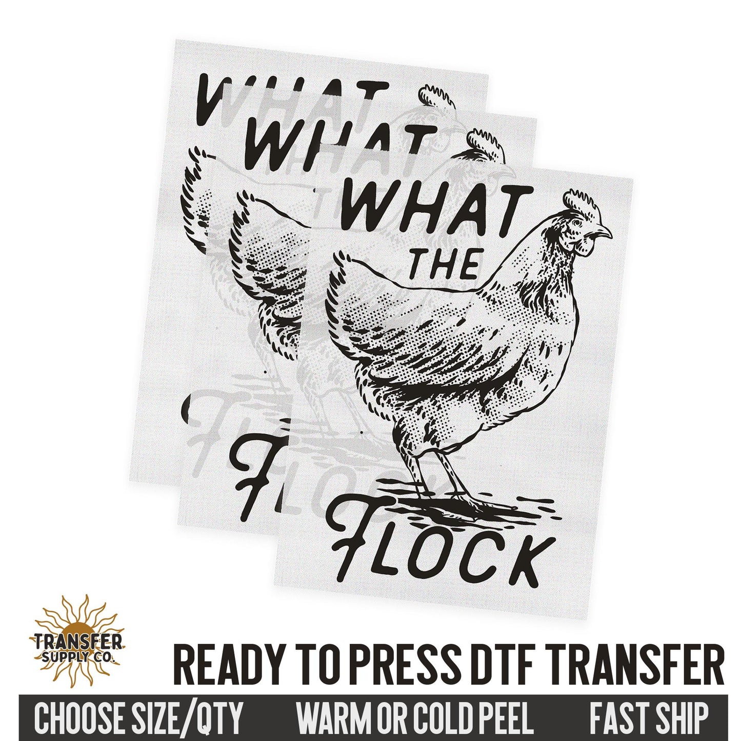 What The Flock, Western Rooster, Western Ready To Press DTF Transfer, Dtf Transfer Print, Printed Dtf Transfer, Dtf Film Transfer